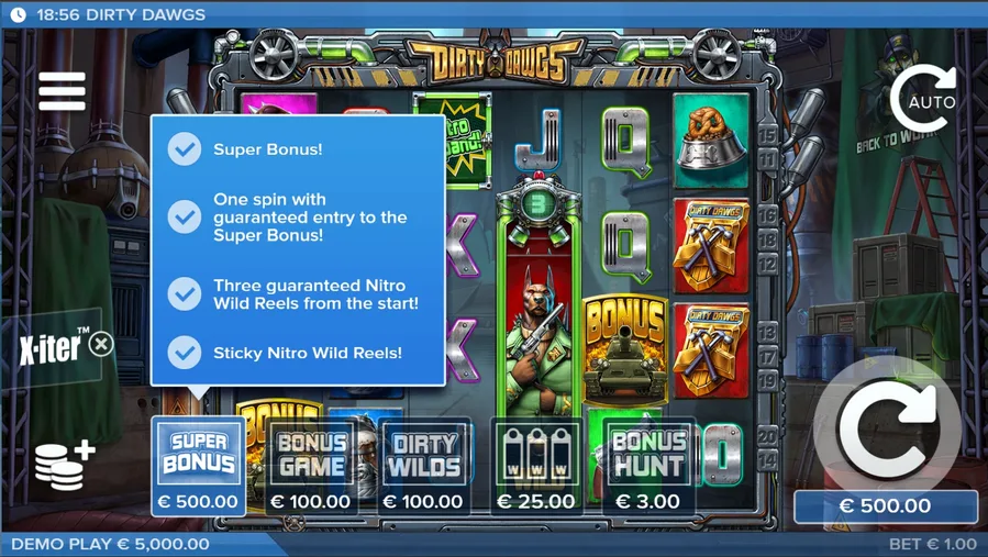 Super Bonus med klibbiga Nitro Wild Reels i Dirty Dawgs
