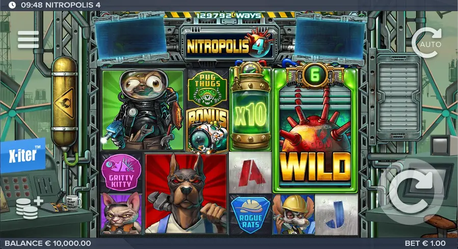 Huvudspelsskärm i Nitropolis 4