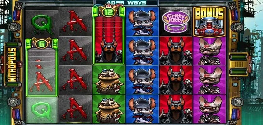 Nitropolis spelplan med Nitro Reels