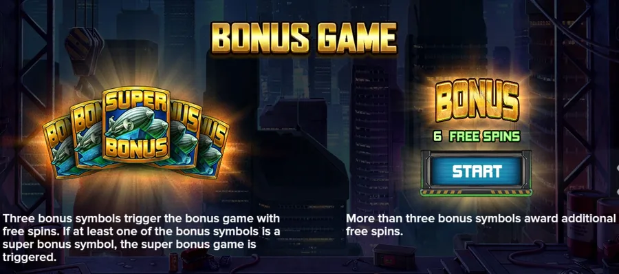 Bonusspel med gratissnurr och Super Bonus i Pug Thugs